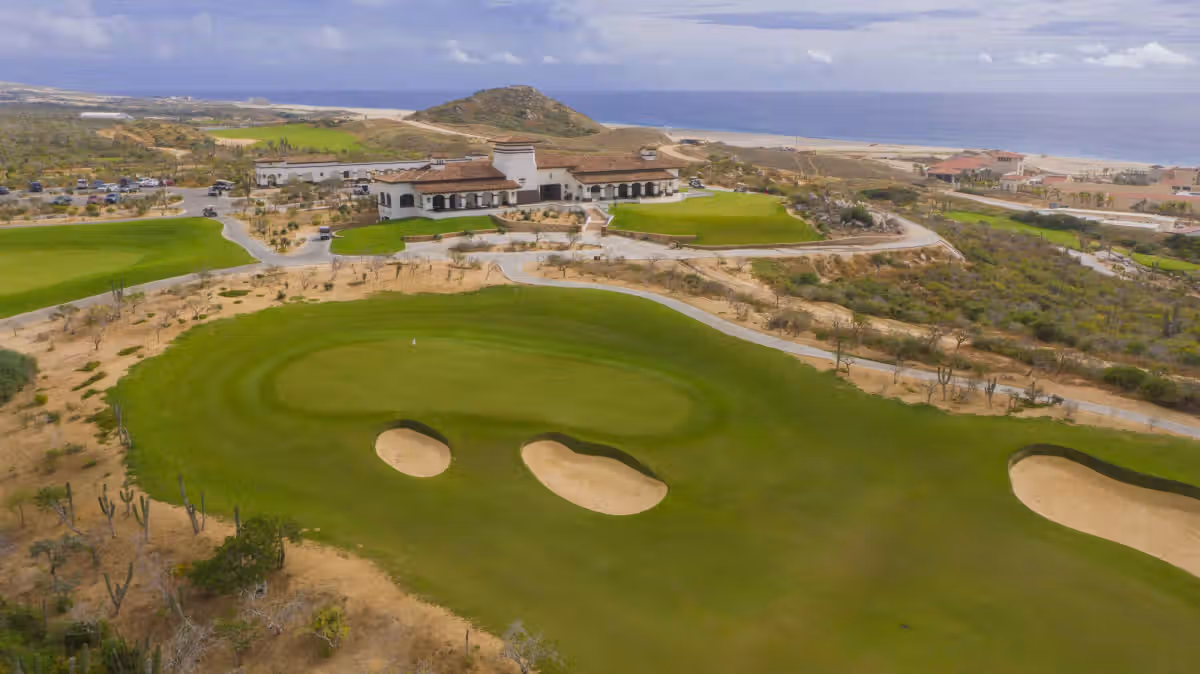 Rancho San Lucas — Greg Norman Signature golf course with innovative revetted bunkers and island green on the Pacific coast near Cabo San Lucas